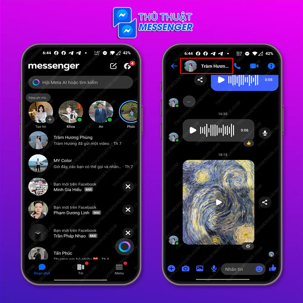 Bước 1: Truy cập vào messenger > Chọn “Avatar”.