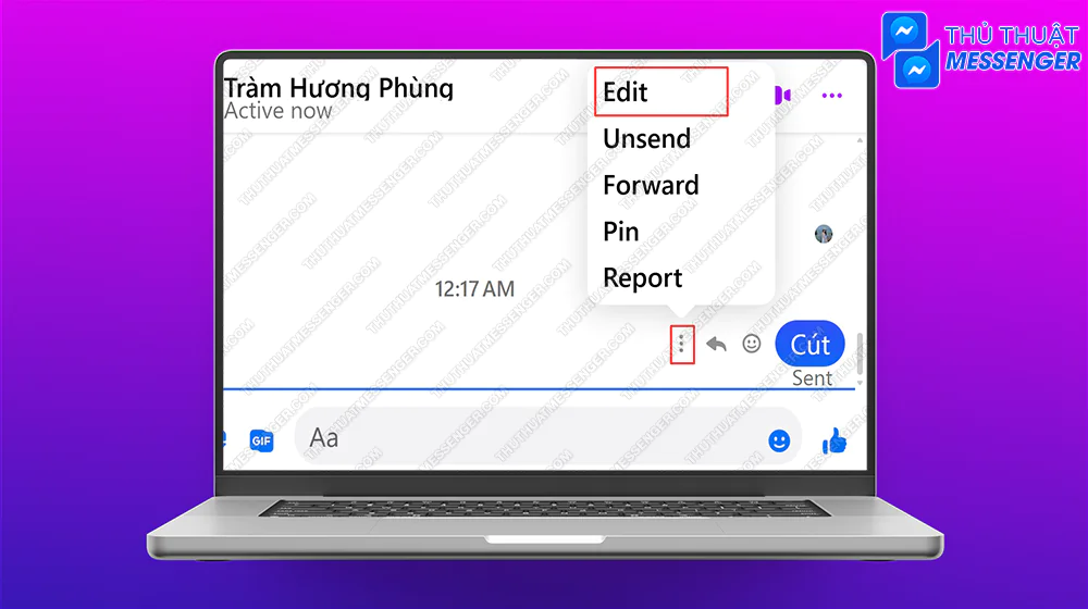 Bước 1: Chọn tin nhắn bạn vừa nhắn với ai đó > Biểu tượng 3 chấm (Xem thêm) > Chỉnh sửa.