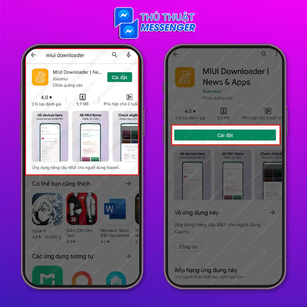 Bước 1: Tải và cài đặt ứng dụng MIUI Developer từ cửa hàng Google Play.
