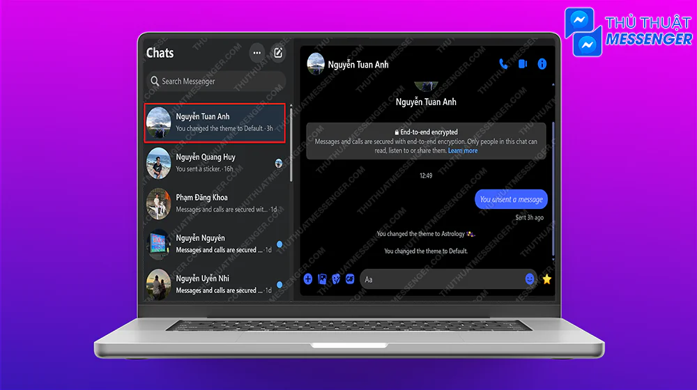 Bước 1: Chọn tài khoản messenger bạn muốn thay đổi chủ đề.