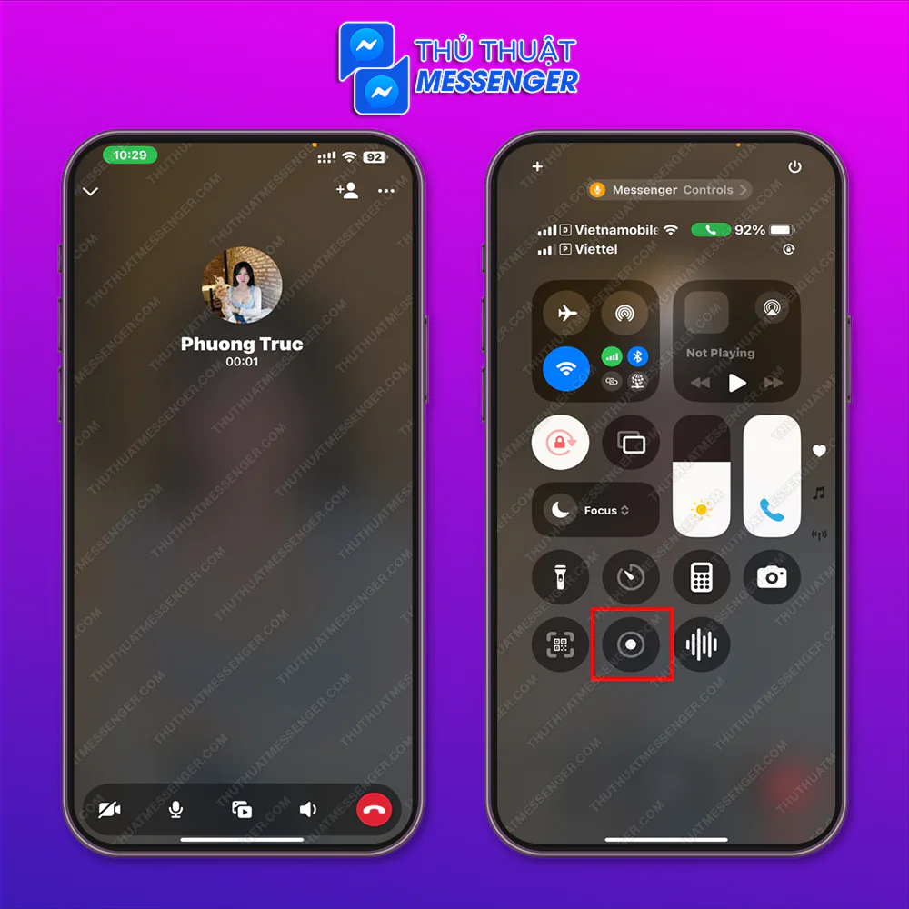 Bước 1: Người dùng cần gọi đến cho người muốn ghi âm > Vuốt màn hình từ trên xuống > Chọn quay màn hình và chờ 3 giây để bắt đầu.