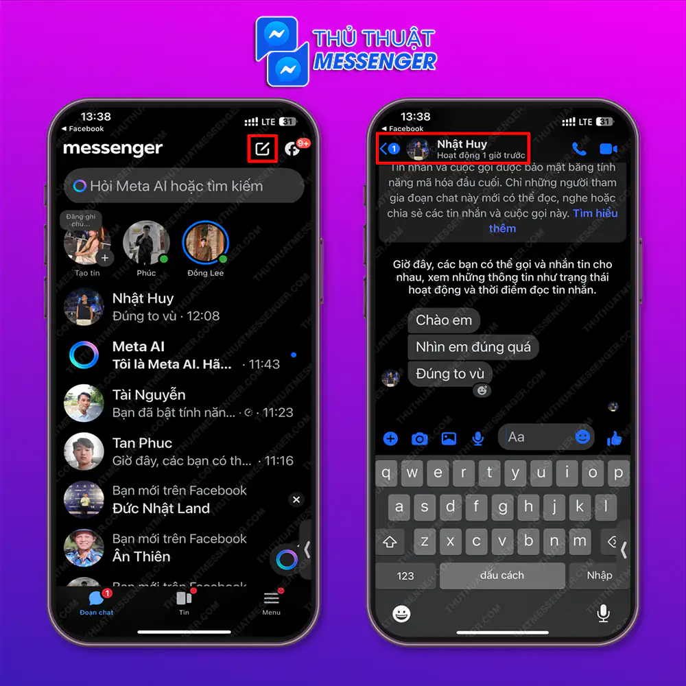 Bước 1: Mở ứng dụng Messenger Facebook > Chọn tài khoản bạn muốn tạo một cuộc trò chuyện bí mật > Chọn “Avatar”.