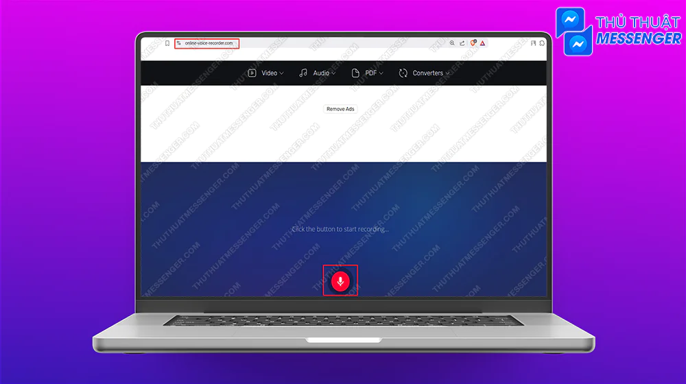 Bước 1: Người dùng mở website https://online-voice-recorder.com/ > Nhấn chọn Record.