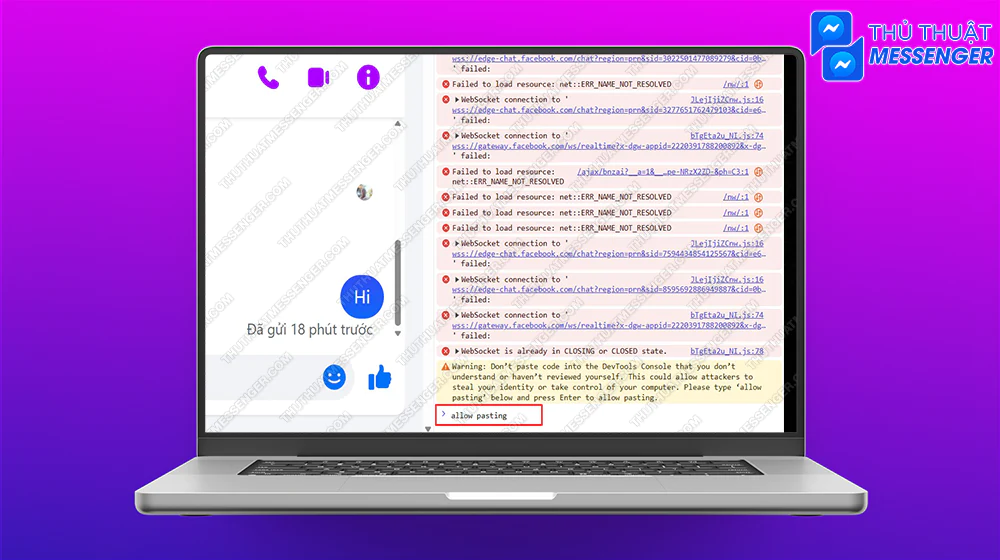 Bước 1: Khởi chạy tính năng Web Developer (Ctrl + Shift + I) > Chọn tab Console > Gõ Allow Pasting.