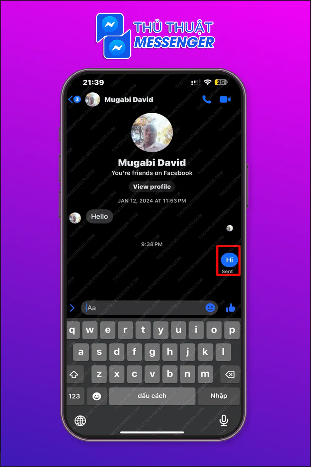 Bước 1: Chọn 1 người bạn muốn gửi tin nhắn > Gửi 1 tin nhắn mà bạn muốn gửi hàng loạt.