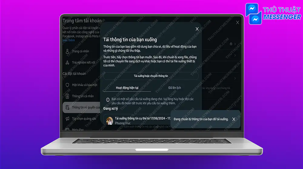 Bước 10: Đợi file tải về giải nén tất cả tin nhắn của bạn sẽ trong đó.