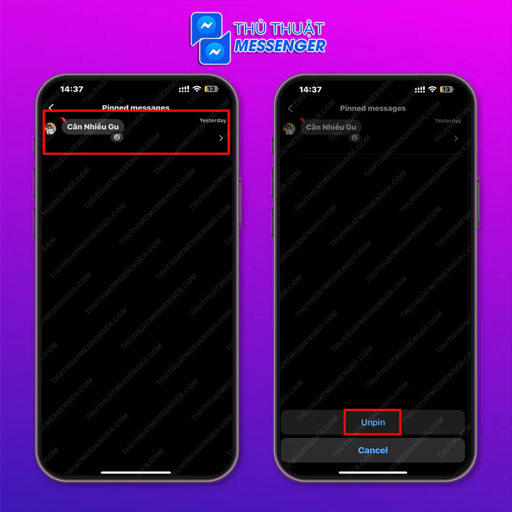 Bước 2: Nhấn giữ tin nhắn nào muốn gỡ > Chọn Gỡ tin nhắn.