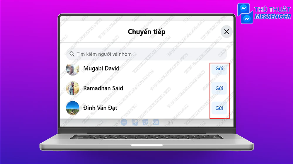 Bước 2: Chọn những người bạn muốn gửi với số lượng tùy chỉnh.