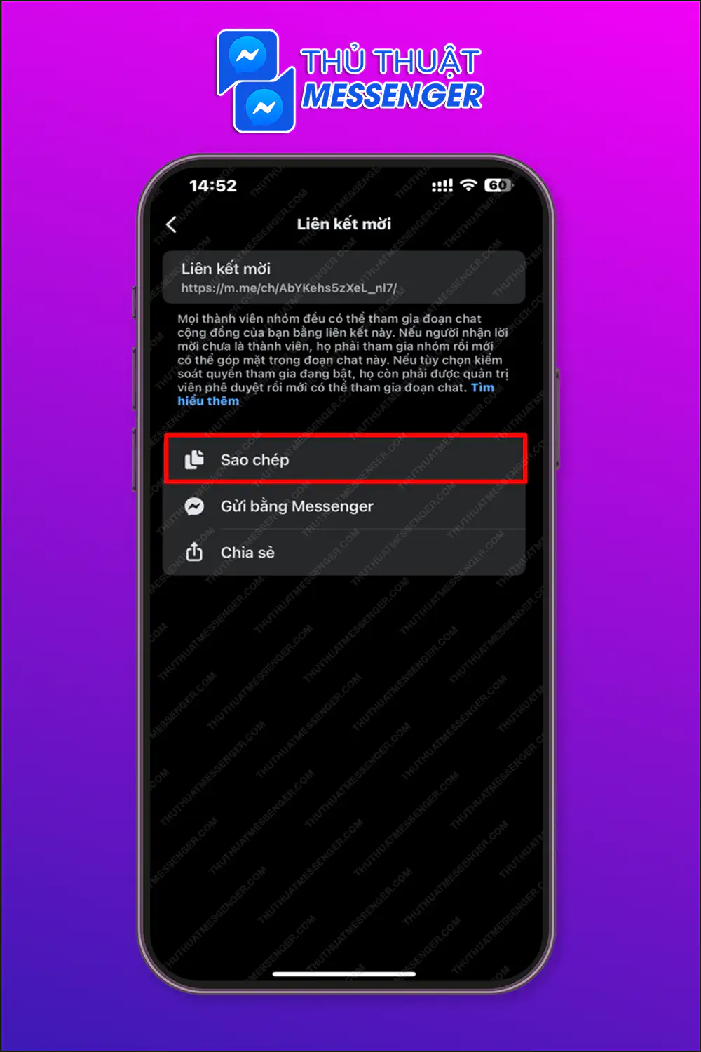 Bước 2: Chọn Sao chép.
