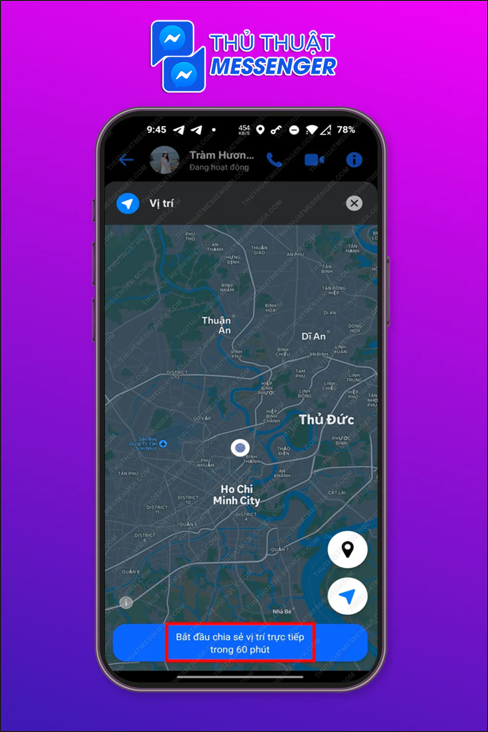 Bước 2: Chọn Bắt đầu chia sẻ vị trí trực tiếp.