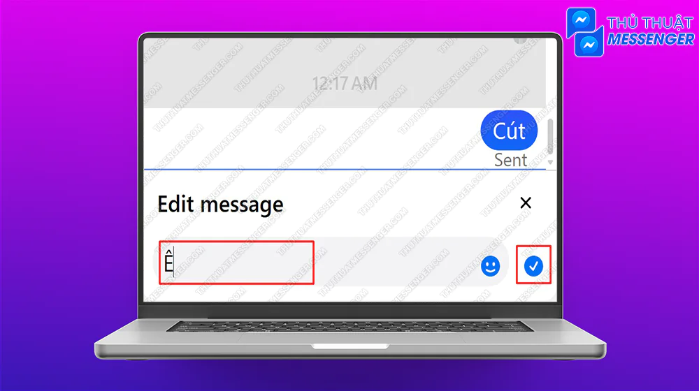 Bước 2: Thay đổi tin nhắn theo ý mình > Chọn biểu tượng dấu tích.