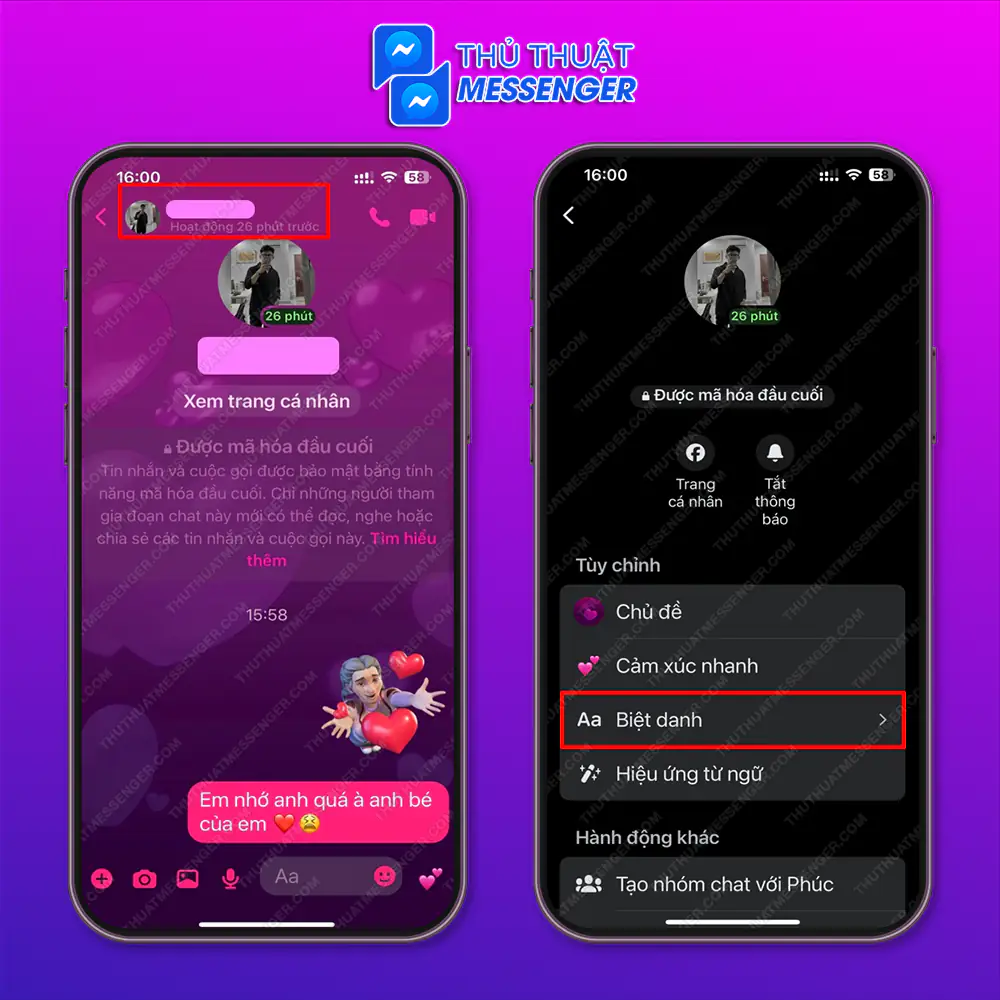 Bước 2: Chọn “Avatar” Chọn “Biệt danh”.