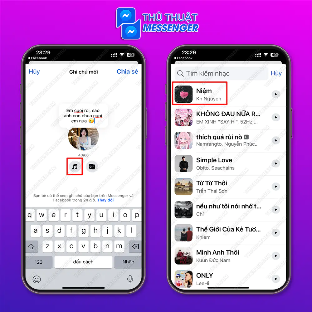 Bước 2: Nếu bạn muốn chèn nhạc chọn “ Biểu tượng âm nhạc” . Chọn bài nhạc bạn yêu thích.