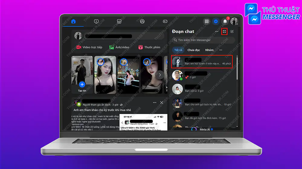 Bước 2: Chọn “Biểu tượng mở rộng messenger”.