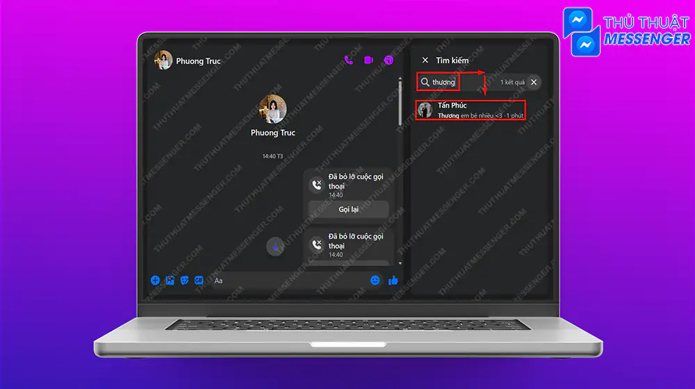 Bước 2: Ví dụ nội dung bạn muốn tìm lại những lời yêu thương với bạn gái thì bạn nhập tại chỗ tìm kiếm chữ “Thương” > Ấn “Enter” > Sau đó những câu mà có chữ “Thương” sẽ xuất hiện ở dưới.