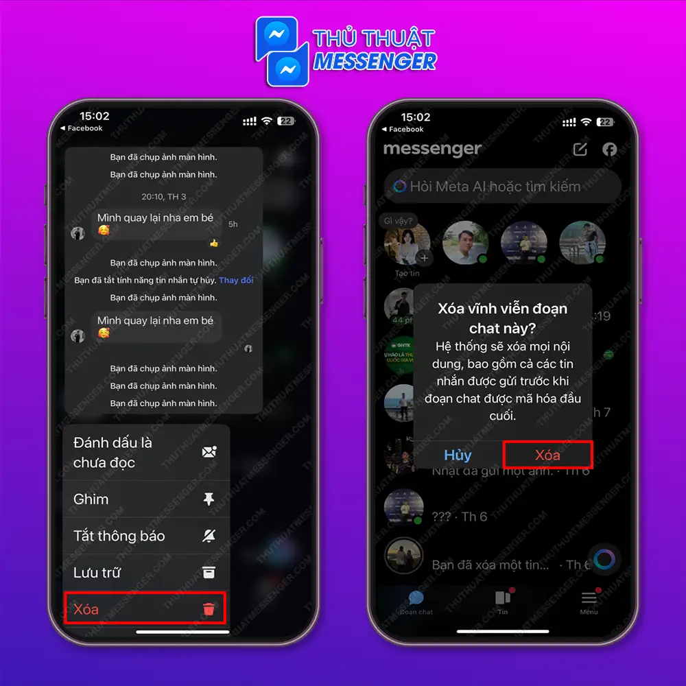 Bước 2: Chọn “Xóa” > Chọn “Xóa”.