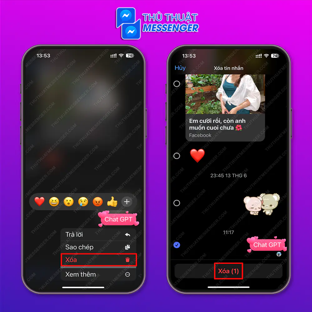 Bước 2: Chọn “Xóa” > Chọn “Xóa (1)”.