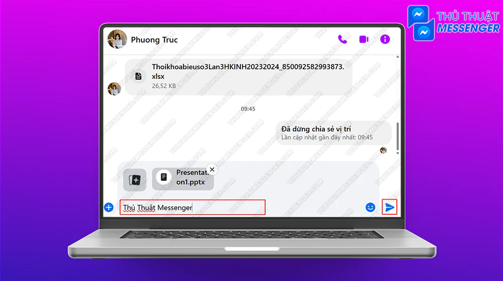 Bước 2: Có thể nhập thêm tin nhắn về tệp tài liệu này > Gửi.