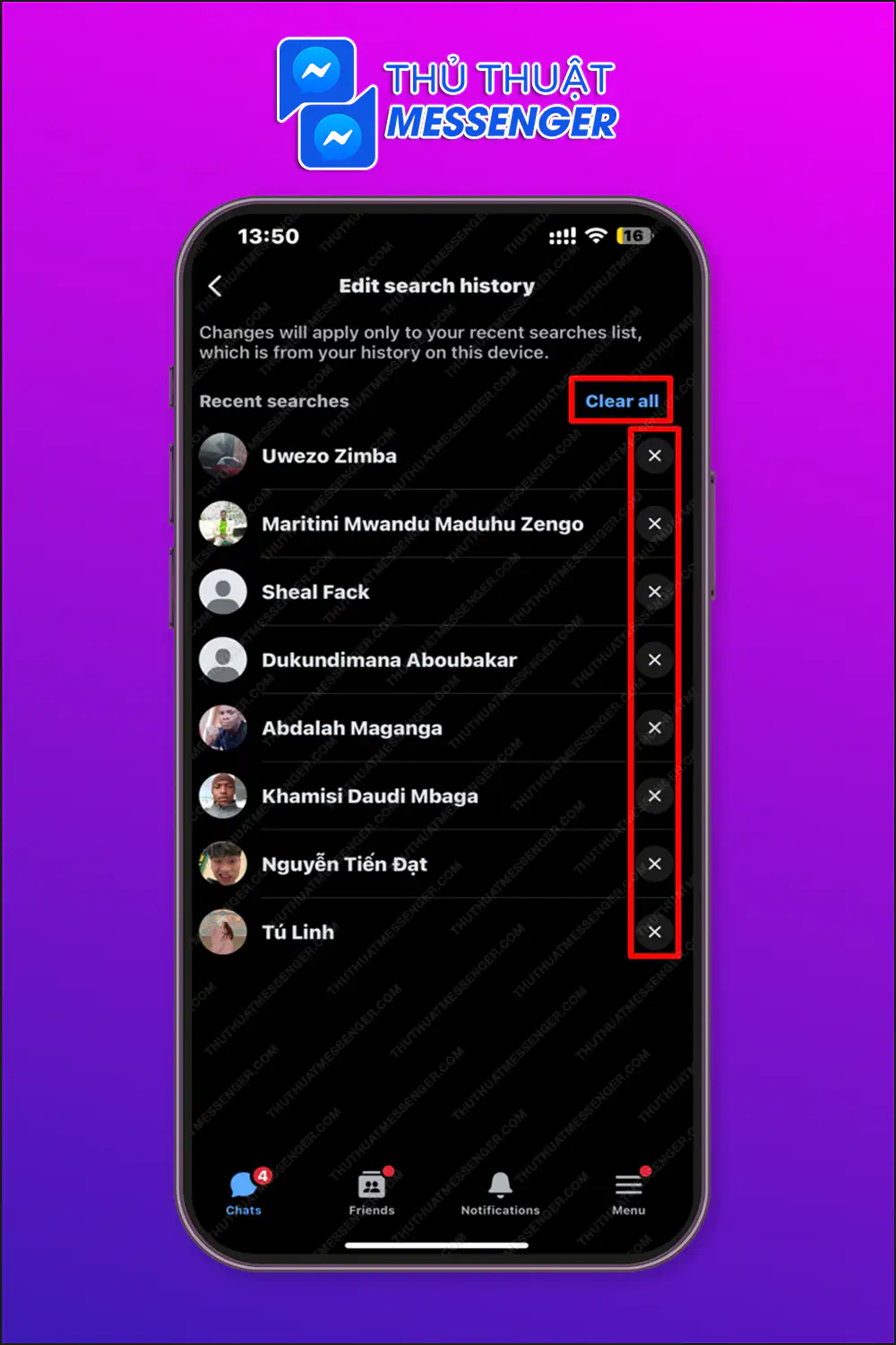 Bước 2: Chọn những gợi ý bạn muốn xóa hoặc xóa tất cả.