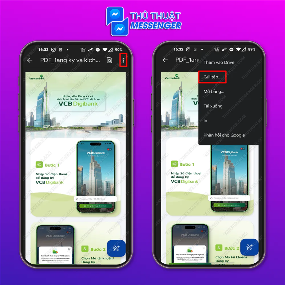 Bước 2: Nhấn chọn biểu tượng 3 chấm > Gửi tệp…