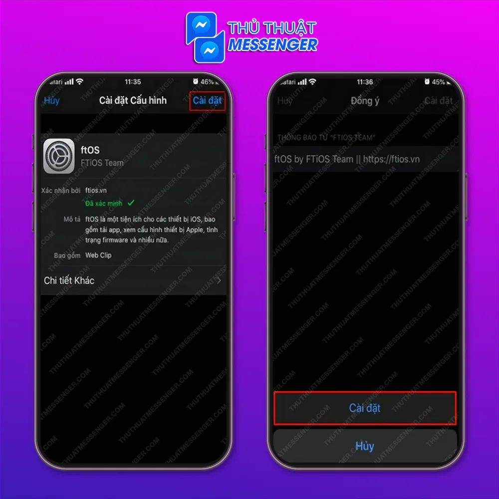 Bước 2: Bắt đầu cài đặt vào máy > Nhập mật khẩu > Chọn cài đặt.