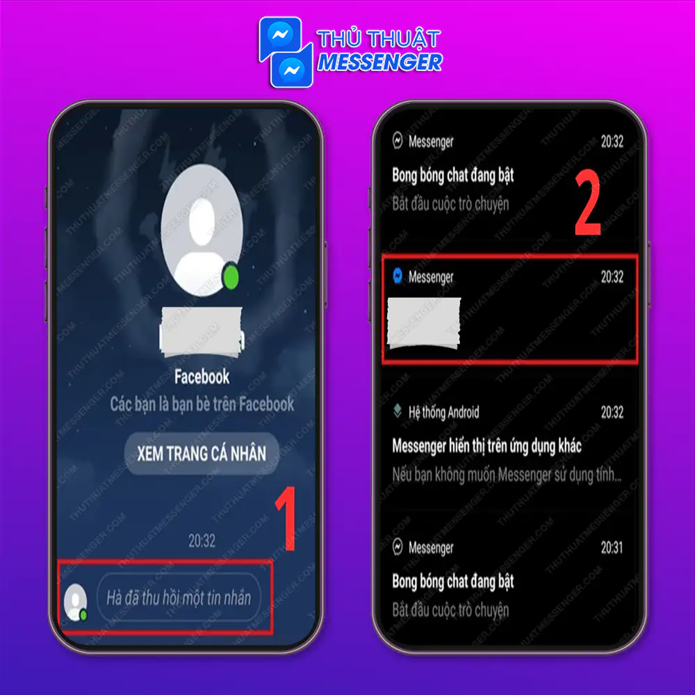 Bước 3: Sau khi bật lịch sử, bạn sẽ thấy các tin nhắn đã thu hồi trên ứng dụng như Messenger.
