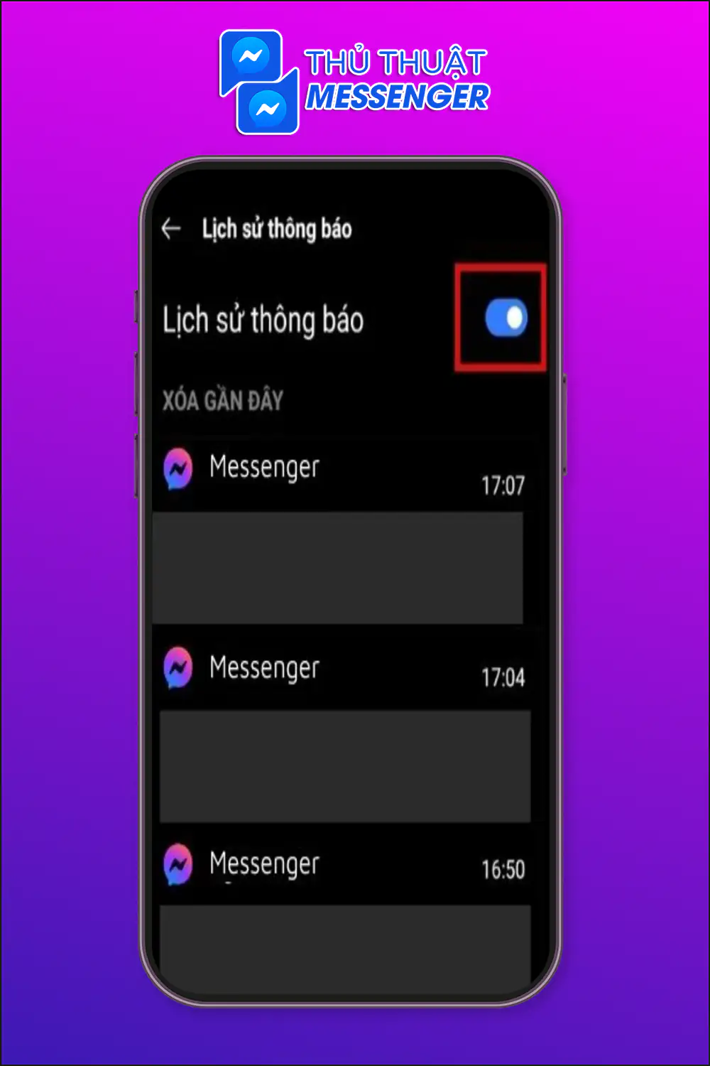 Bước 3: Tại đây, hãy nhấp vào thanh kéo để bật Lịch sử thông báo.