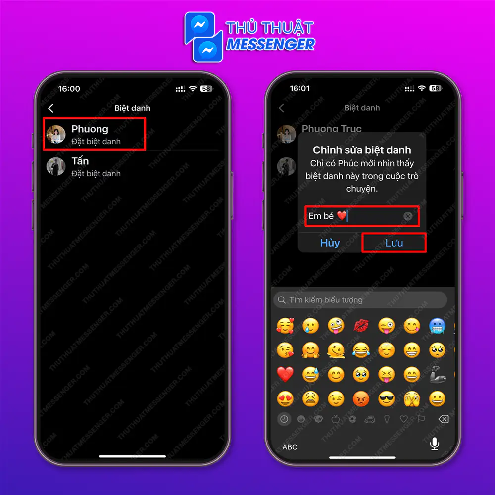 Bước 3: Chọn “Avatar của mình” > Nhập biệt danh mà bạn yêu thích > Chọn “Lưu”.