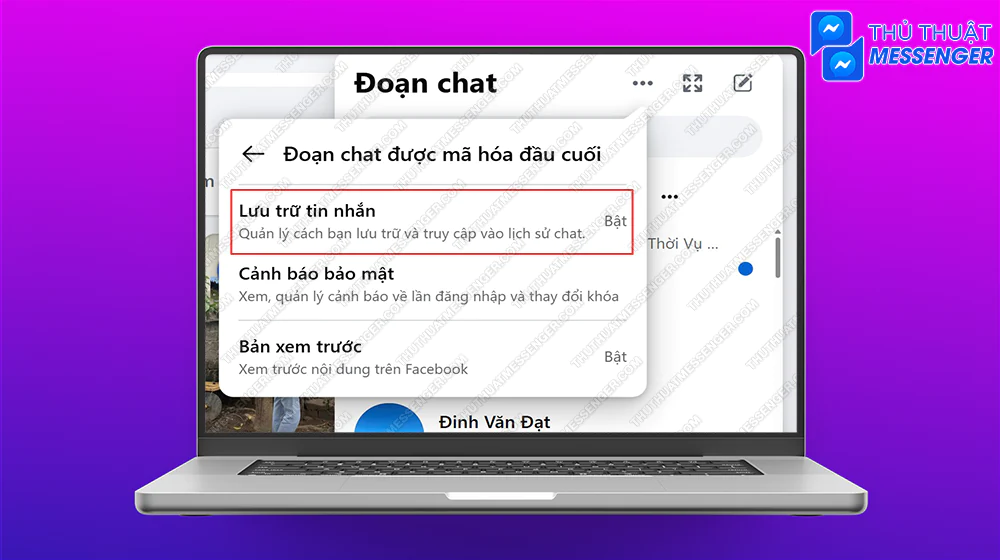 Bước 3: Chọn Lưu trữ tin nhắn.
