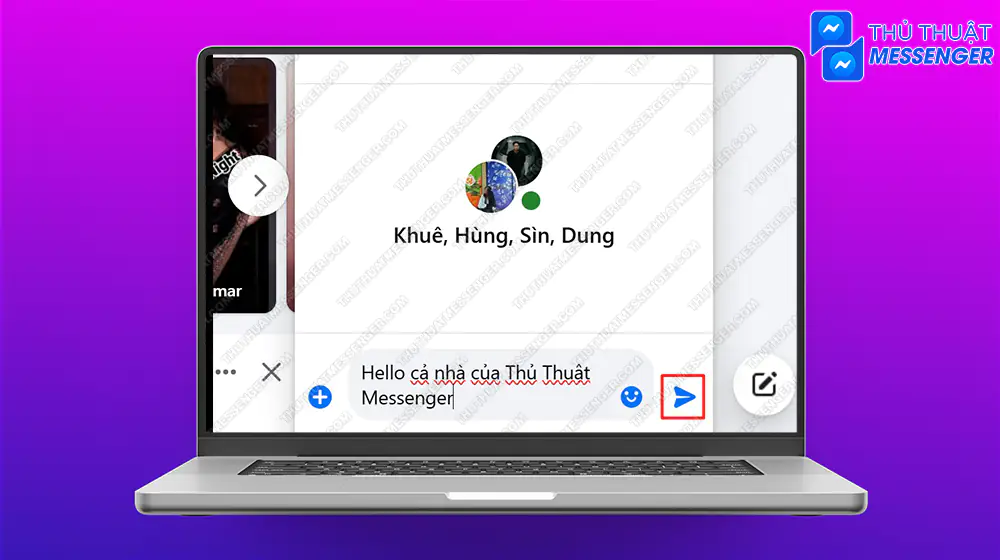 Bước 3: Nhập 1 tin nhắn bất kỳ để nhóm được tạo trên Messenger.