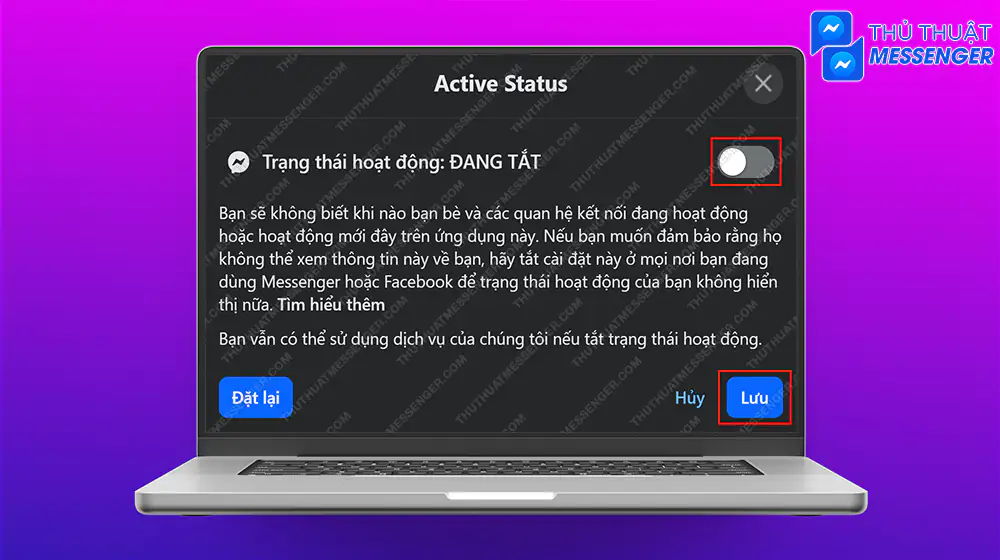 Bước 3: Gạt tắt tại mục “Trạng thái hoạt động” > Chọn “ Lưu”.