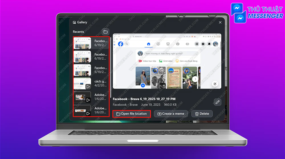 Bước 3: Chọn ảnh muốn gửi qua tin nhắn > Chọn Open file location để xác định vị trí lưu của ảnh.