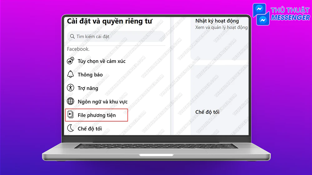 Bước 3: Chọn vào File phương tiện.