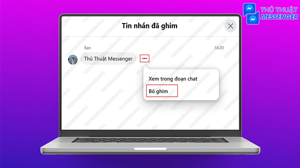 Bước 3: Tìm tin nhắn muốn gỡ > Nhấn biểu tượng 3 chấm ngang > Bỏ ghim.