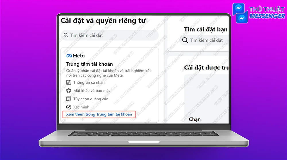 Bước 3: Vào Trung Tâm Tài Khoản.