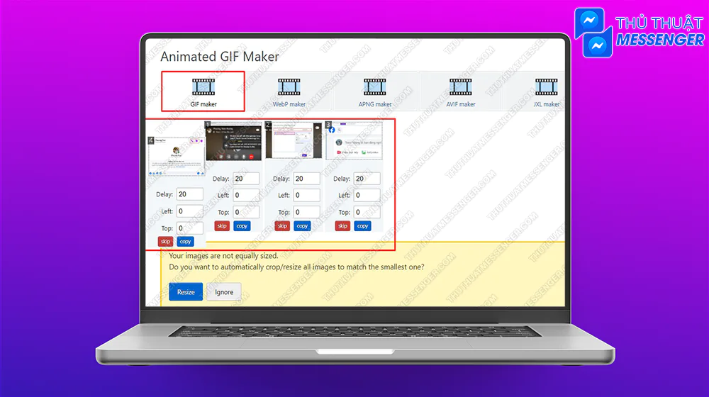 Bước 3: Chỉnh sang GIF Maker > Di chuyển thứ tự ảnh.