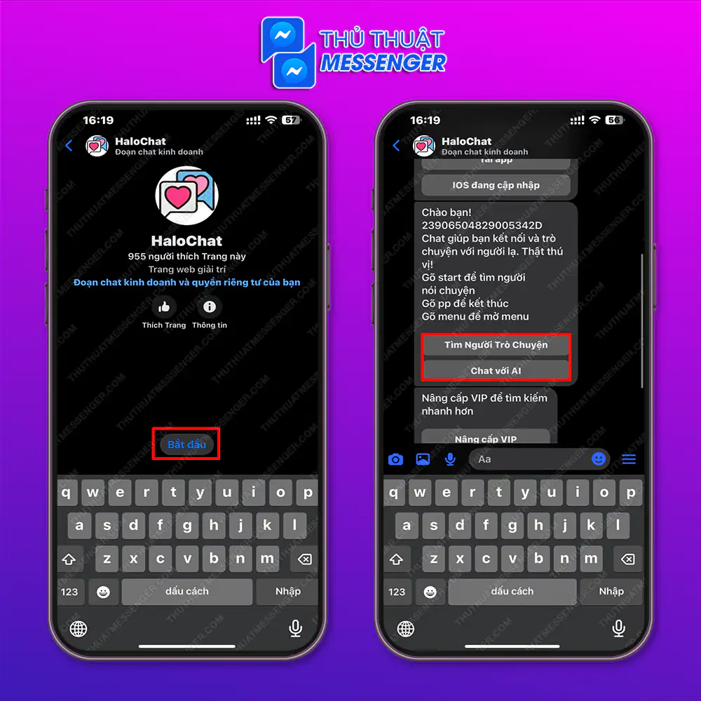 Bước 3: Nhấn Bắt đầu > Chọn Tìm người trò chuyện hoặc Chat với AI.