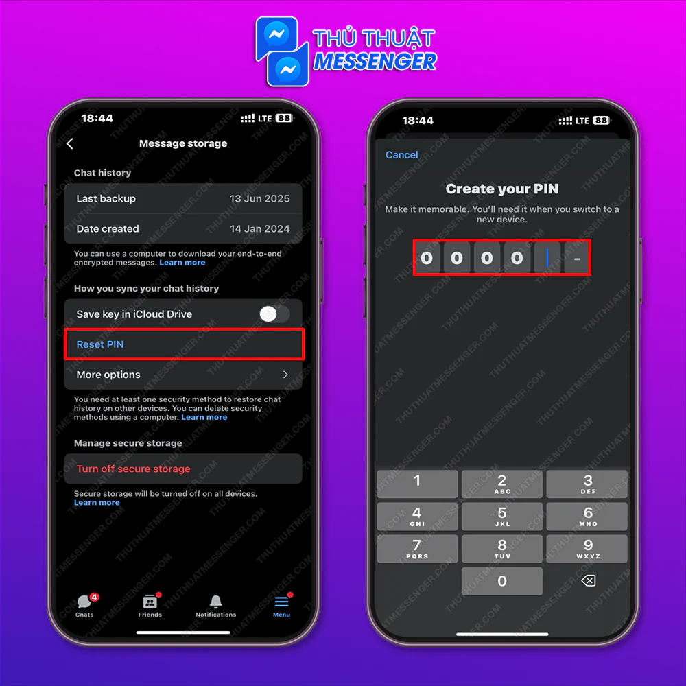 Bước 3: Đặt lại mã PIN > Nhập mã PIN mới > Xác minh thêm lần nữa.