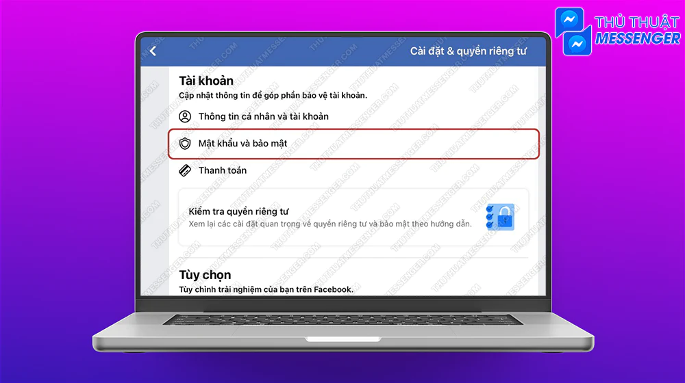 Bước 3: Vào phần Trung tâm tài khoản > Mật khẩu và bảo mật.