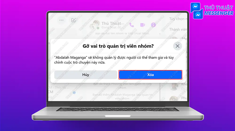 Bước 2: Nhấn chọn vào Xóa.