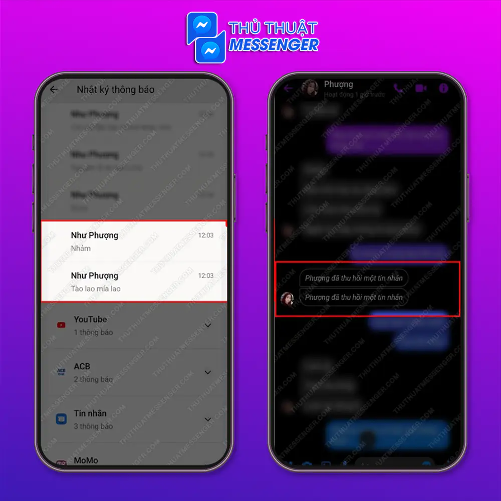 Bước 4: Và rồi bất ngờ chưa bạn đã có thể xem được tin nhắn đã bị thu hồi. Chính xác không sai 1 chữ.