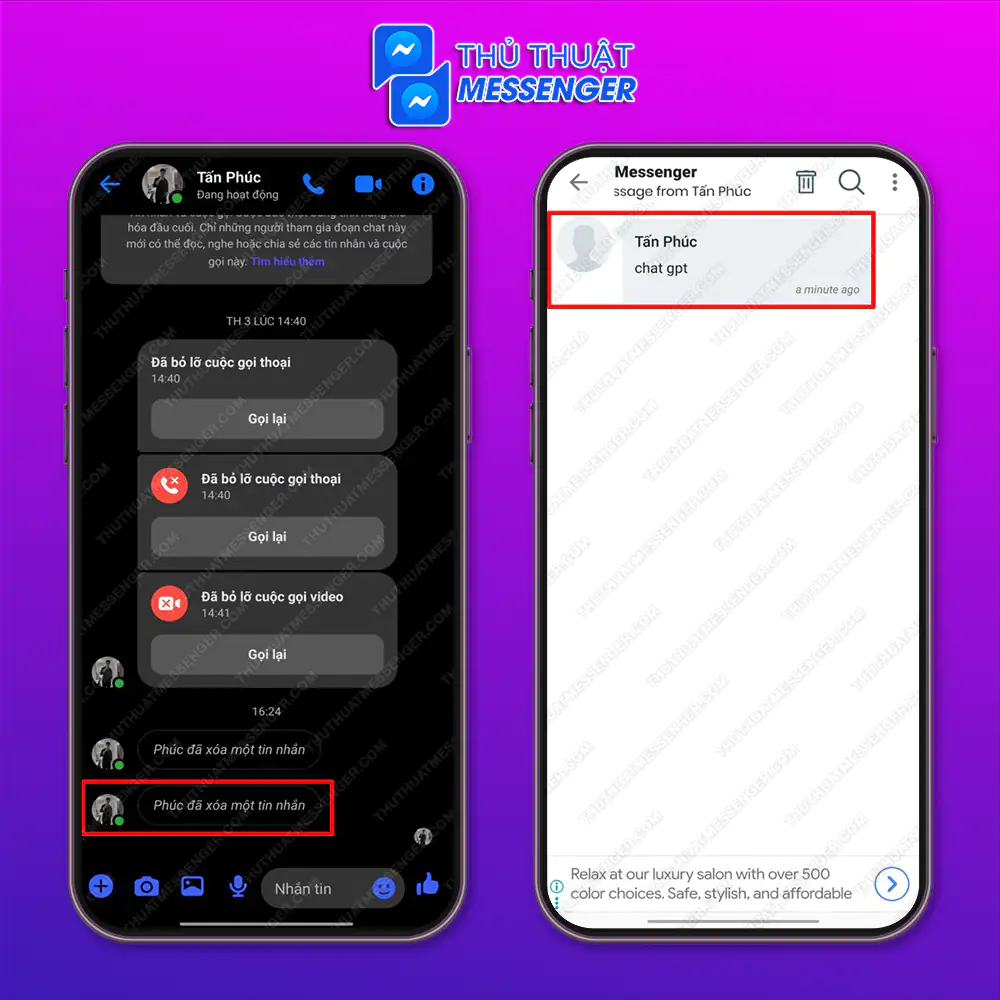 Bước 4: Để xem lại tin nhắn đã bị gỡ trên Messenger, bạn chỉ cần thoát ứng dụng như bình thường.