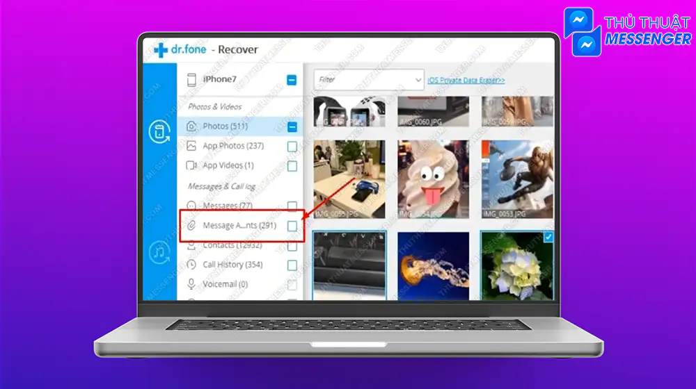 Bước 4: Sau khi hoàn tất bạn vào khung phân loại bên trái để xem các tin bị xóa.