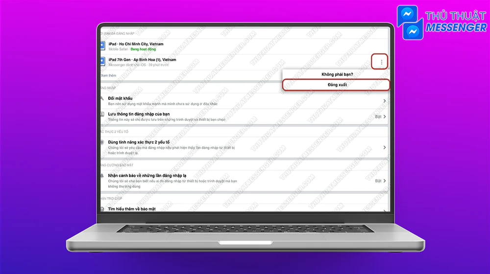 Bước 4: Chọn thiết bị iPad muốn đăng xuất > Đăng xuất.