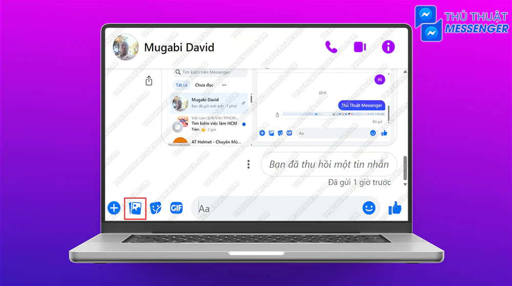 Bước 4: Vào đoạn chat muốn chia sẻ ảnh > Chọn biểu tượng các tấm ảnh.