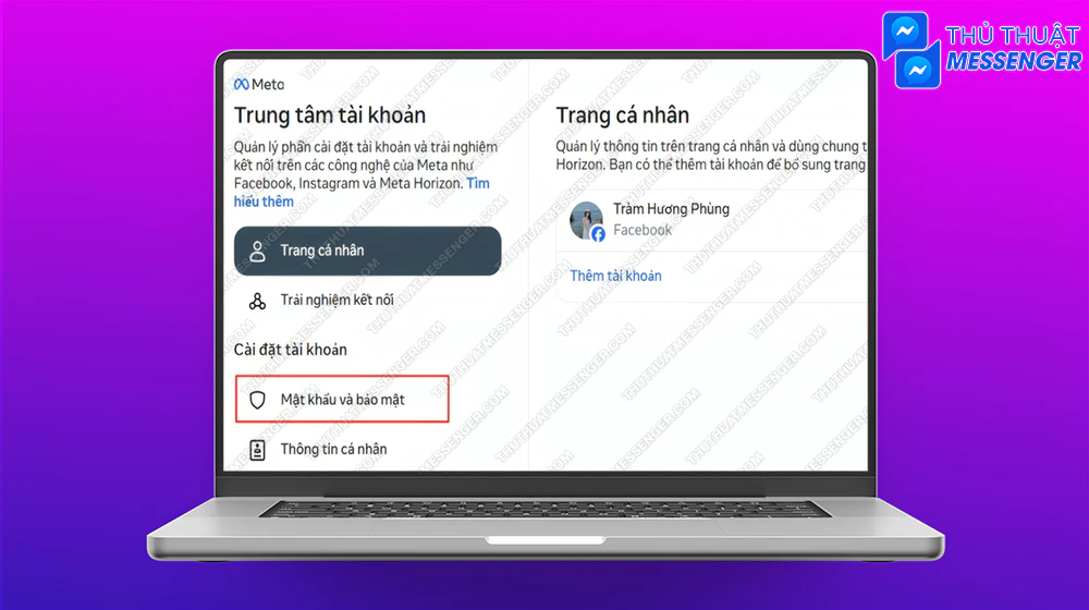 Bước 4: Chọn vào Mật khẩu và bảo mật.