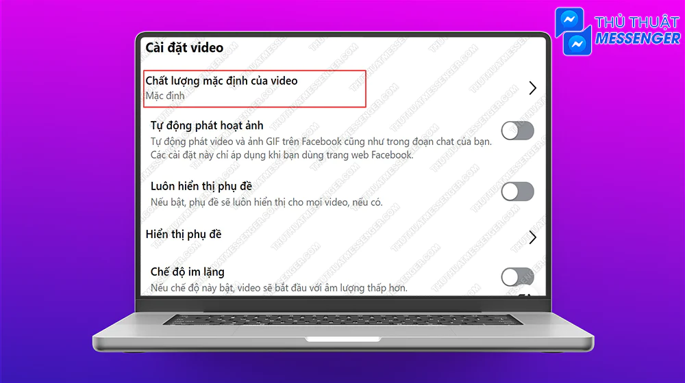 Bước 4: Chọn Chất lượng mặc định của video.