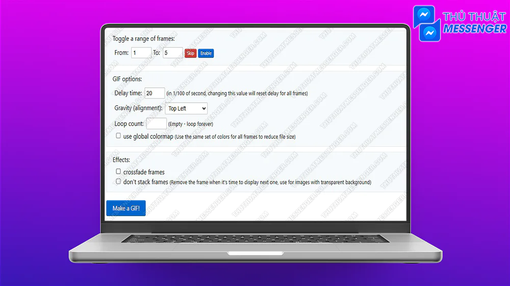 Bước 4: Kéo xuống bên dưới và nhấn Make GIF.
