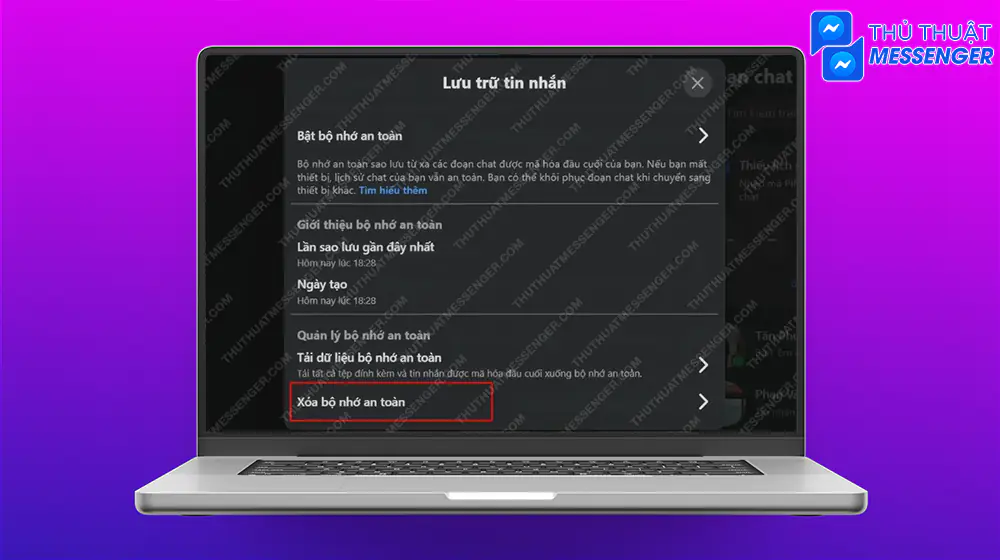 Bước 4: Xóa bộ nhớ an toàn.