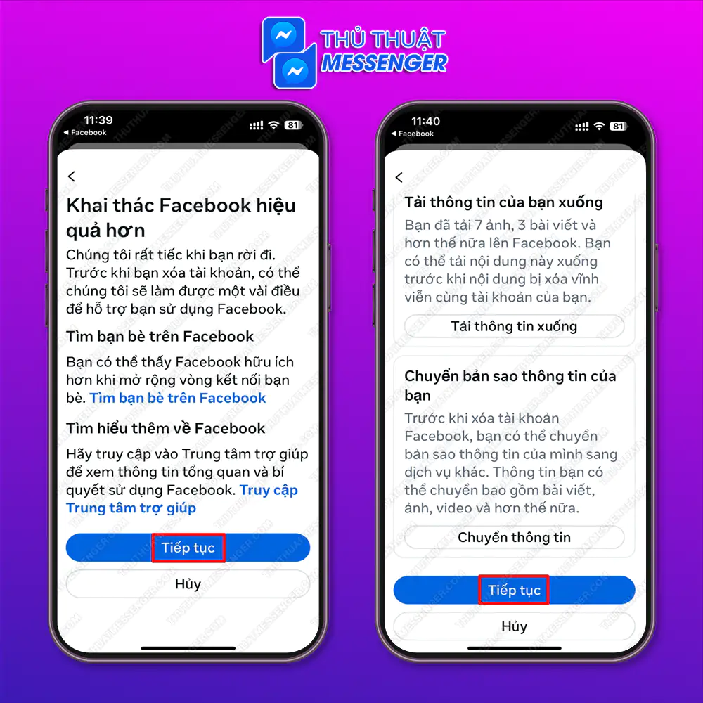Bước 5: Chọn “Tiếp tục” > Chọn “Tiếp tục”.